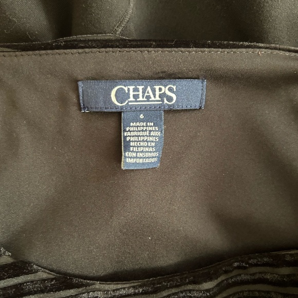 New Chaps Women's Striped Velvet Sleeveless Sheath Dress Black, Size 6 - Picture 7 of 9